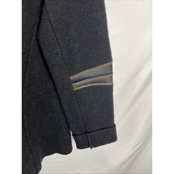 Cop Copine Boiled Wool Black Artsy Asymmetrical Jacket Womens Size XS - Picture 2 of 11